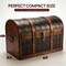 Wooden Leather Round Top Treasure Chest, Decorative storage Trunk with Lockable Latch